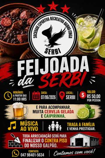 SERBI promove feijoada beneficente para arrecadar fundos para melhorias no galpão