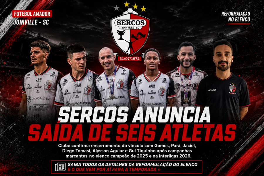SERCOS anuncia saída de seis atletas após campanhas marcantes no futebol amador de Joinville