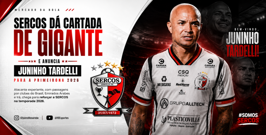 SERCOS anuncia Juninho Tardelli e faz uma das maiores contratações da Primeirona 2026