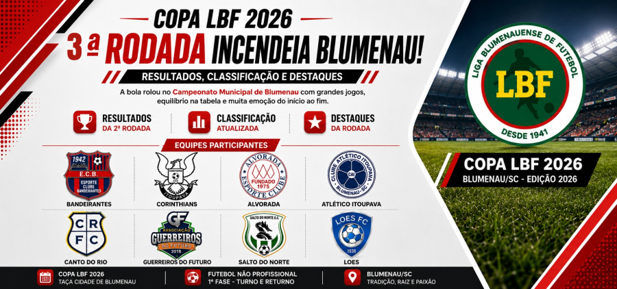 Atlético Itoupava e Salto do Norte fecham o turno com 100% de aproveitamento na Copa LBF 2026