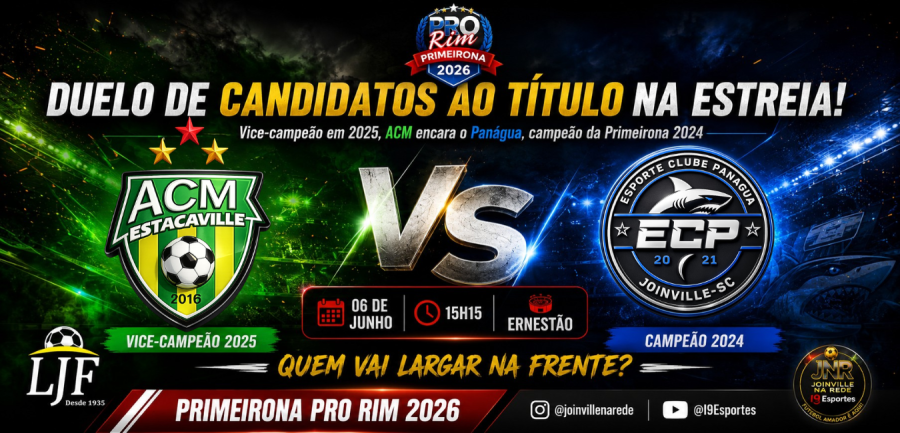 Tudo igual no último encontro: ACM e Panágua fazem duelo de candidatos ao título na abertura da Primeirona 2026